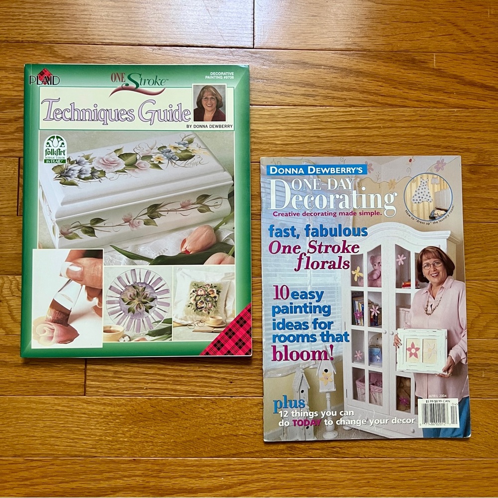 Set of 2 ~ Donna Dewberry One Stroke Techniques Guide Book & Magazine